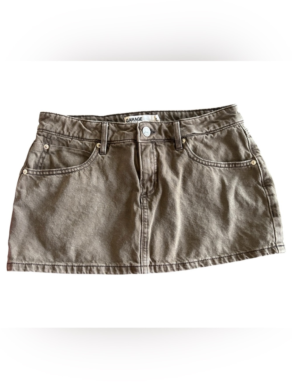 GARAGE Brown Denim Mini Skirt
